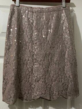 Anthropologie Sequin Skirt Yoana Baraschi Grey Scallop Hem Sz 4 New With Tags